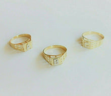Load image into Gallery viewer, 10K Yellow Gold Alphabet Letter Initial Ring Diamond Cut High Quality Size 4 ~ 8