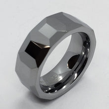 Load image into Gallery viewer, Tungsten Carbide 8mm Faceted Dome Wedding Band Ring Octagon Patterns Size 5~14