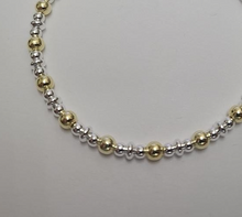 Load image into Gallery viewer, 925 Sterling Silver Saucer Bead Bracelet w/ Yellow Gold Finish 4mm, 7" to 8"