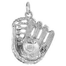 Load image into Gallery viewer, 925 Sterling Silver Baseball Glove and Ball Pendant 7/8 (22mm) Inch Tall