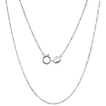 Load image into Gallery viewer, 925 Sterling Silver Very Thin Figaro Link Chain Necklace Women 1mm 16" to 18"