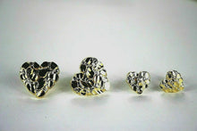 Load image into Gallery viewer, 10K Yellow Solid Gold Heart Nugget Earrings with Diamond Cut 2 sizes