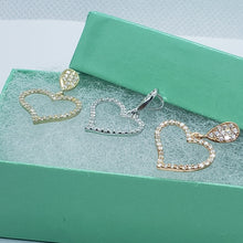 Load image into Gallery viewer, 14K Yellow White Rose Gold Fancy Heart CZ Pendant Charm High Polished 16x13mm
