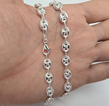 Load image into Gallery viewer, 925 Sterling Silver Puffed Anchor Mariner Chain Necklace Bracelet 7mm 7" to 18"