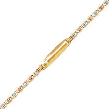 Load image into Gallery viewer, 14K Tri Color Gold Kids Margarita Heart ID Bracelet 6mm/3.5mm 6" Engraving Avail