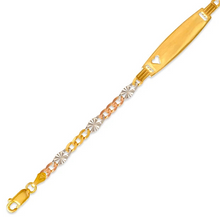 Load image into Gallery viewer, 14K Tri Color Gold Kids Star Heart ID Bracelet 6.8mm/3.8mm 6" Engraving Availabl