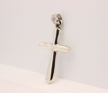 Load image into Gallery viewer, 925 Sterling Beveled Edge Semi-Cylinder Cross Pendant