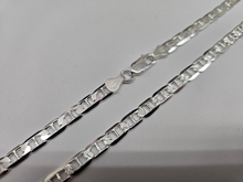 Load image into Gallery viewer, 925 Sterling Silver Flat Mariner Link Chain Diamond Cut Necklace 5.8mm 7" to 30"