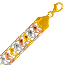 Load image into Gallery viewer, 14K Tricolor Gold Bohemian Style Gypsy Boho Hand Chain Bracelet 11mm Wide 7"~8"