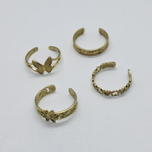 Load image into Gallery viewer, 14K Real Yellow Gold Adjustable Open Knuckle Midi Toe Ring Band Various Styles A
