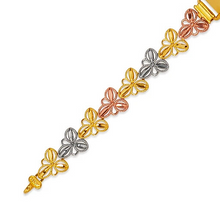Load image into Gallery viewer, 14K Tri Color Gold 15 Anos Quinceanera Diamond Cut Faceted ID Bracelet 7mm Wide