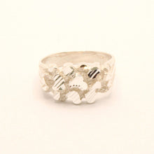 Load image into Gallery viewer, 925 Sterling Silver Diamond Cut Finish Nugget Ring 11mm, 7/16 Inch Sizes 8-13
