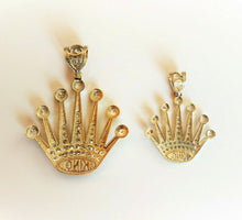 Load image into Gallery viewer, 10K Solid Yellow Gold CZ Crown King Statement Pendant Charm for Men 2 Sizes