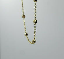 Load image into Gallery viewer, 14K Solid Yellow Gold Station Ball Bead Rolo Bracelet Anklet 2mm 4mm 7" 10"