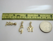 Load image into Gallery viewer, 10K Yellow Gold Crown Initial Letter Pendant Charm with CZ for Ladies Woman Girl