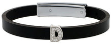 Load image into Gallery viewer, 925 Sterling Silver Alphabet Letter Block CZ Stone Flat Rubber Bracelets, 8mm