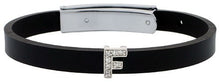 Load image into Gallery viewer, 925 Sterling Silver Alphabet Letter Block CZ Stone Flat Rubber Bracelets, 8mm