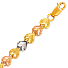 Load image into Gallery viewer, 14K Tri Color Gold Faceted Diamond Cut Bracelet 6 mm 7" Chain Brazalete tricolor