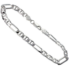 Load image into Gallery viewer, 925 Sterling Silver Beveled Edge Figarucci Link Chain Necklace 6.5mm 7" to 30"