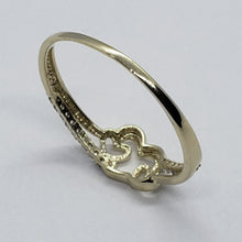 Load image into Gallery viewer, Authentic 10K Yellow Gold Three Hearts Promise Ring with CZ Women Size 5 to 9