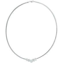 Load image into Gallery viewer, 925 Sterling Silver Cubetto Omega Chain Necklace with Baguette CZ 3mm 16 Inch