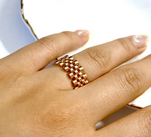 Load image into Gallery viewer, 14K Solid Yellow White Rose Gold Handmade Brick Chain Ring 8mm Band Size 4~10