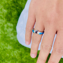 Load image into Gallery viewer, Sterling Silver Blue Synthetic Opal Teardrop Ring