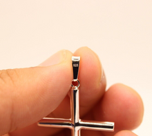 Load image into Gallery viewer, 925 Sterling Silver Simple Skinny Cylindrical Stick Cross Pendant