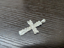 Load image into Gallery viewer, 925 Sterling Silver Wide Flat Nugget Cross Pendant 1 3/8 Inch Tall (35mm)