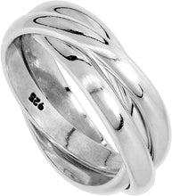 Load image into Gallery viewer, Sterling Silver Rolling Domed Band Ring for Men Women 3mm Handmade Size 6 to 13