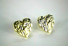 Load image into Gallery viewer, 10K Yellow Solid Gold Heart Nugget Earrings with Diamond Cut 2 sizes