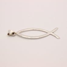 Load image into Gallery viewer, 925 Sterling Silver Plain Flat Vertical "Ichthus" Christian Fish Symbol Pendant