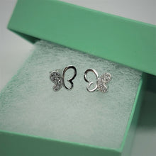 Load image into Gallery viewer, Sterling Silver Two Butterflies Earring with CZ