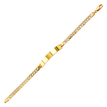 Load image into Gallery viewer, 14K White Pave Gold Curb Light ID Bracelet Chain 7mm/5mm 7" Engraving Available