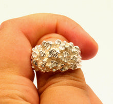 Load image into Gallery viewer, 925 Sterling Silver Diamond Cut Finish Nugget Ring 9/16 Inch Wide, Sizes 8-13
