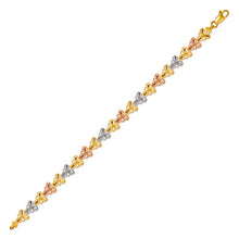 Load image into Gallery viewer, 14K Tri Color Gold Faceted Diamond Cut Bracelet 7 mm 7" Chain Brazalete tricolor