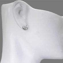 Load image into Gallery viewer, 14K Real White Gold Small Diamond Cut Flower Stud Earrings 10mm