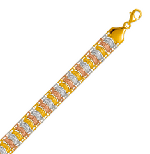Load image into Gallery viewer, 14K Tricolor Gold Bohemian Style Gypsy Boho Hand Chain Bracelet 11mm Wide 7"~8"