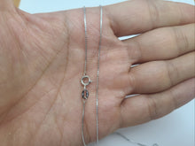 Load image into Gallery viewer, 925 Sterling Silver Fine Thin Rhodium Finish Box Chain Necklace 0.8mm 16" to 18"