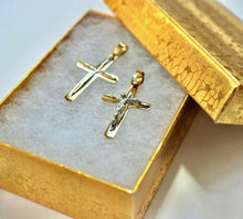 Load image into Gallery viewer, Authentic 14K Yellow Lined Gold Cross Pendant with/out White Gold Jesus 2 Style
