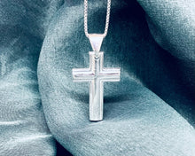 Load image into Gallery viewer, 925 Sterling Silver Simple Inside Line Cross Pendant 1.2 Inch