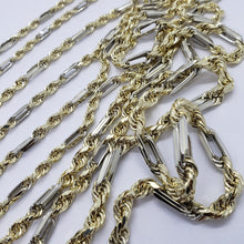 Load image into Gallery viewer, Authentic 14k Real Gold Two Tone Figarope Chain Necklace Lobster 3mm-6mm 18"-30"