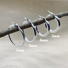 Load image into Gallery viewer, 925 Sterling Silver Tube Hoop Earrings Thickness 2mm 3mm 4mm 5mm