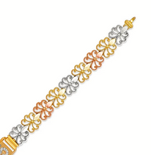 Load image into Gallery viewer, 14K Tri Color Gold 15 Anos Quinceanera Diamond Cut Faceted ID Bracelet 7mm/8mm