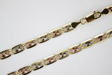 Load image into Gallery viewer, Authentic 14K Yellow White Rose Gold Tri-Color Valentino Chain 5mm/18"-26"