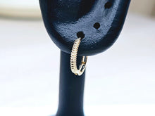 Load image into Gallery viewer, 14K Yellow Gold Rope Lined Huggies Hoop Earring Latch back for Women Lady