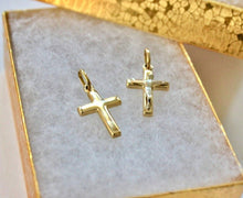 Load image into Gallery viewer, Authentic 14K Yellow Gold Cross Pendant with/out white gold Jesus 2 Styles