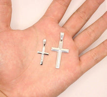 Load image into Gallery viewer, Sterling Silver Dainty Plain Cross Pendant Tubular Flawless High Polished Finish