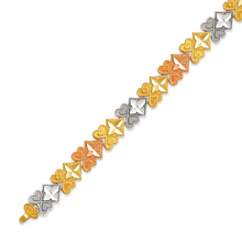 Load image into Gallery viewer, 14K Tri Color Gold Faceted Diamond Cut Bracelet 6mm 7" Chain Brazalete tricolor