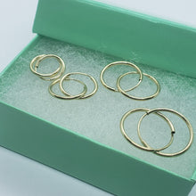 Load image into Gallery viewer, 14K Yellow White Rose Gold Hoop Round Tube Endless Backing Earrings 1.2mm Wide